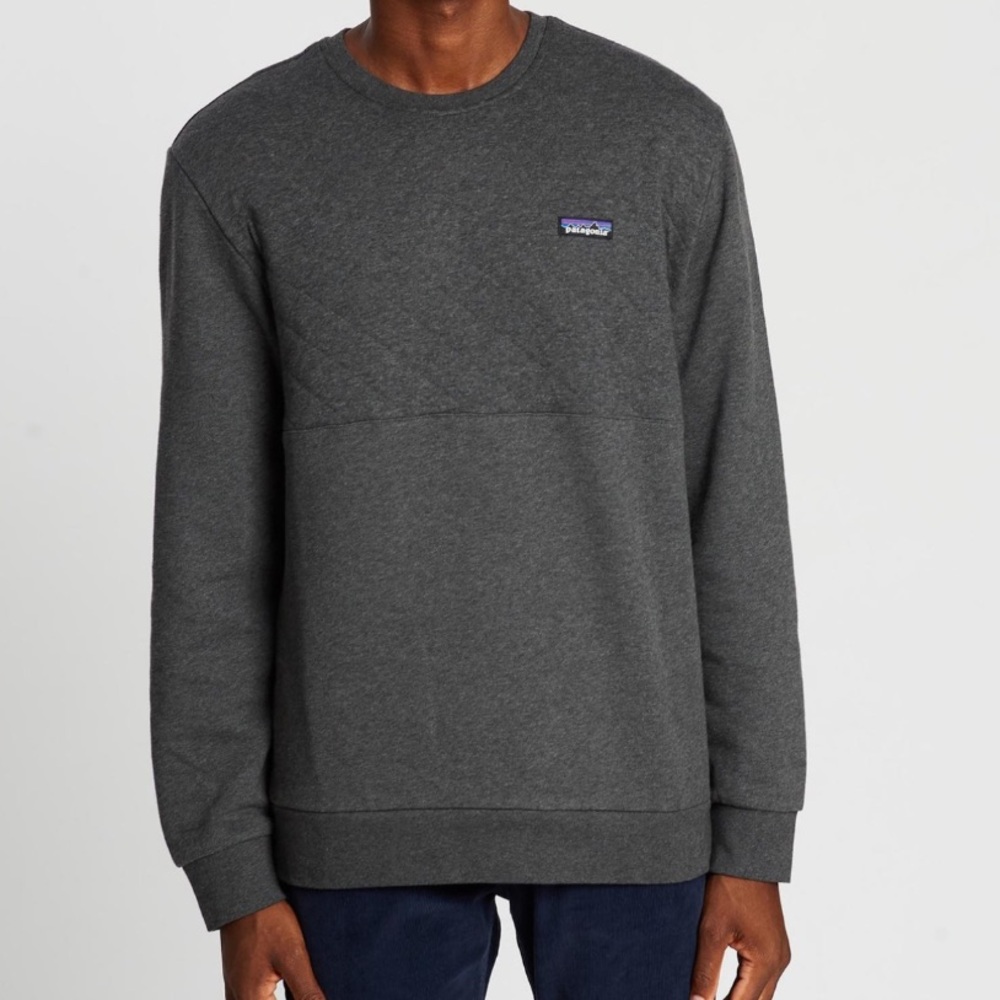 Patagonia Organic Cotton Clobber Quilt Crewneck Sweatshirt Gray Medium